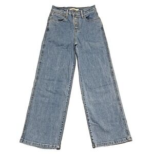 Levi's Mile High Wide Leg Cropped Jeans Womens Size 25 Blue Button Fly Preppy